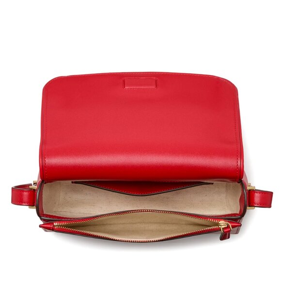 New Kate Spade Liv Spade Flower Coated Canvas Small Flap Crossbody Cherry Rose - Picture 4 of 7